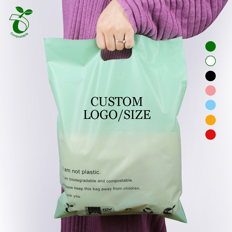 Desain Logo Custom Dicitak Biodegradable PLA + PBAT Carrier Punch cecekelan kantong (6)