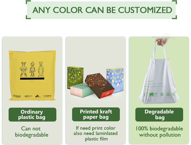 I-Eco Friendly Biodegradable and compostable Plastic Custom Logo drawstring Bag