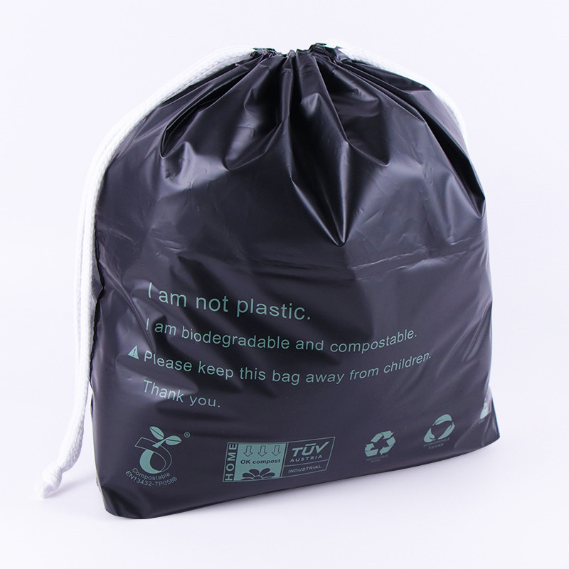 High quality custom own logo biodegradable clothing draw string bags (5)