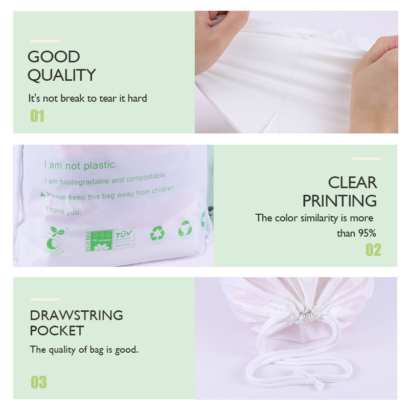 High quality eco friendly clothing biodegradable garment drawstring bags (2)