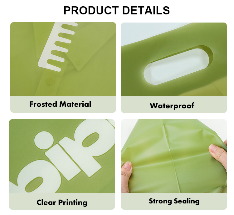 Features: frosted material, waterproof, crisp printing and strong heat sealing.