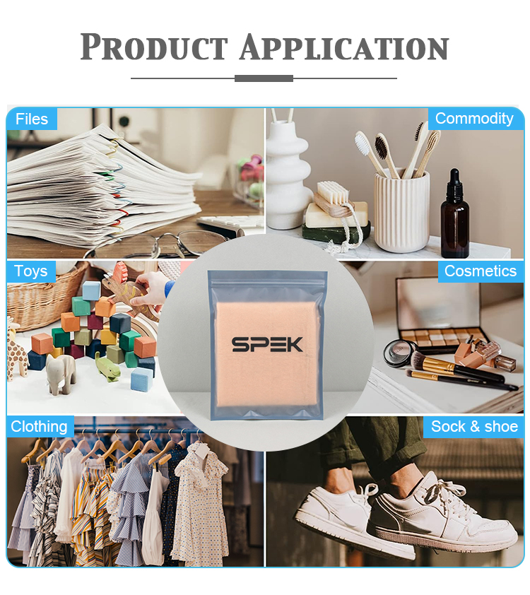 Collage showing multi usages: clothing, cosmetics, toys, files, socks and daily commodities packaging.
